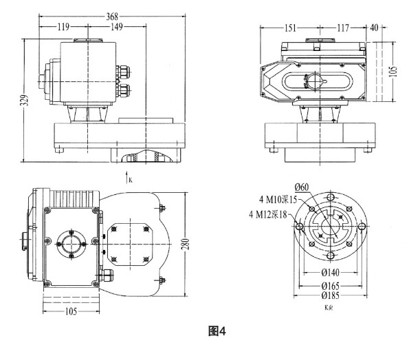 CHV型電動執(zhí)行器外觀尺寸