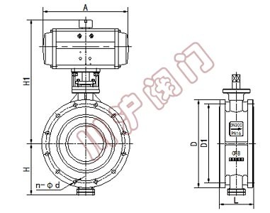 氣動法蘭蝶閥結構圖